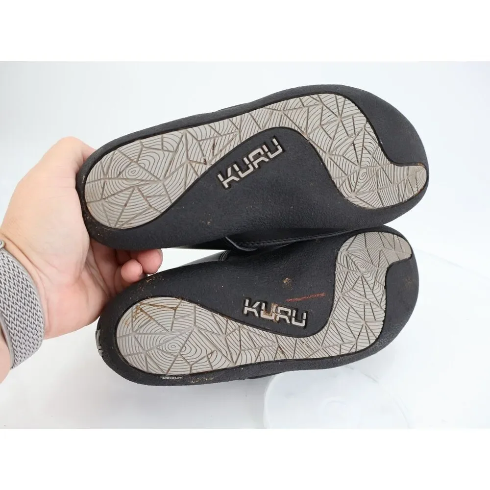 Kuru Draft Black Gray Leather Mesh Comfort Slip on Slippers Women Size 6.5 M